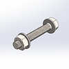 Zinc Shackle Bolt with Locknut - M12x75mm - 1/2"x3" Long