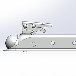 Channel Tongue Trailer CouplerTrigger Latch - Zinc - 2 BallBolt On - 3.500 lbs