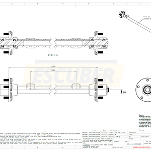 Trailer Axle with Idler Hubs - 5 on 4-1/2 Bolt Pattern – 1300mm Long - 2,000 lbs / 900 Kg