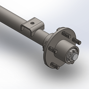 Trailer Axle with Idler Hubs - 5 on 4-1/2 Bolt Pattern – 1300mm Long - 2,000 lbs / 900 Kg