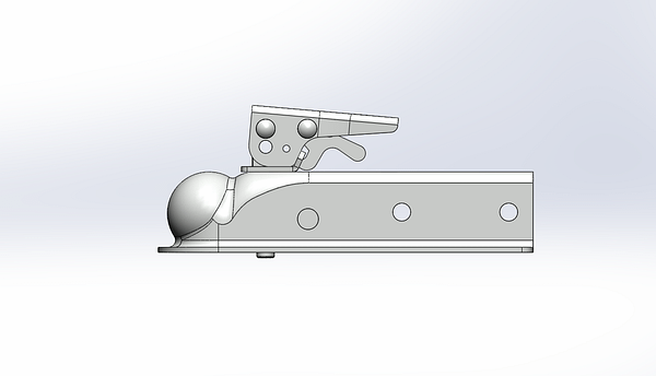 Channel Tongue Trailer CouplerTrigger Latch - Zinc - 2 BallBolt On - 3.500 lbs