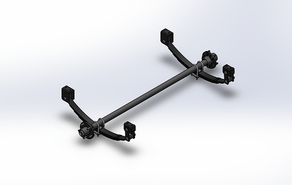 Trailer Axle with Leaf Spring 1300mm Long - 2,000 lbs / 900 kg