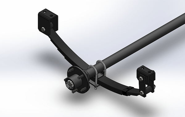 Trailer Axle with Leaf Spring 1300mm Long - 2,000 lbs / 900 kg