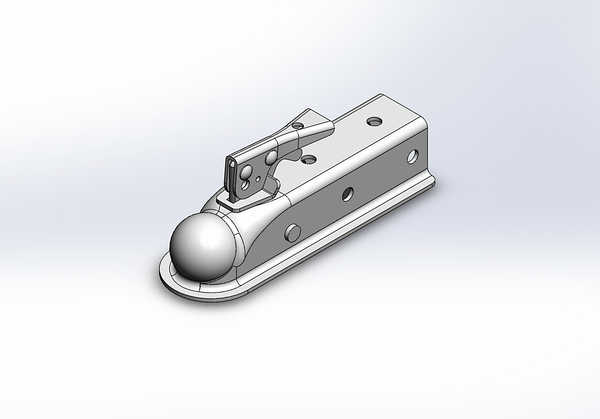 Channel Tongue Trailer CouplerTrigger Latch - Zinc - 2 BallBolt On - 3.500 lbs