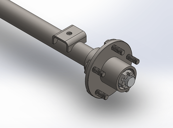 Trailer Axle with Idler Hubs - 5 on 4-1/2 Bolt Pattern – 1300mm Long - 2,000 lbs / 900 Kg