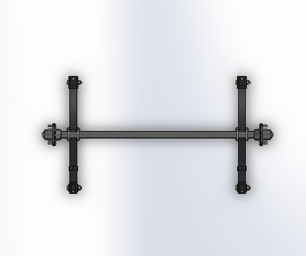 Trailer Axle with Leaf Spring 1300mm Long - 2,000 lbs / 900 kg