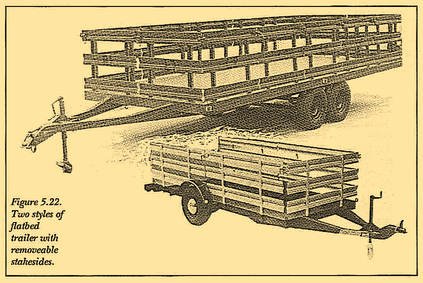 Figure 5.22. Two styles of flatbed trailer with removeable stakesides.